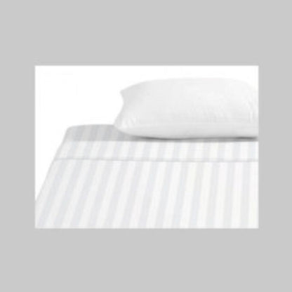 Cadar Katil Rata KAMDAR 1 Inch Stripe Bestseller Ready Stock untuk Hotel, Rumah dan AirBnB Cadar Katil Putih Soft