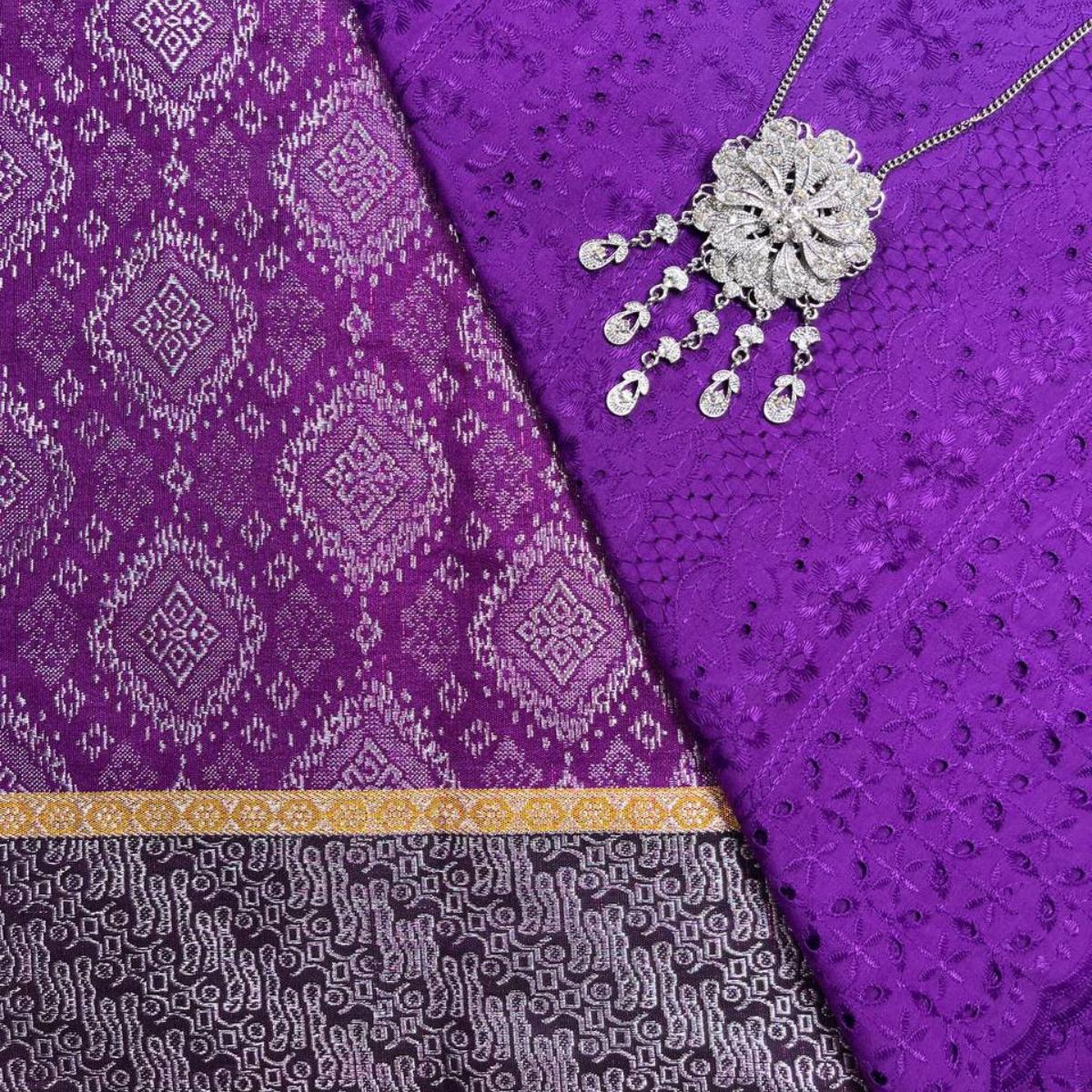 Square Ketupat Songket with Mix Cotton Embroidery Combo Set