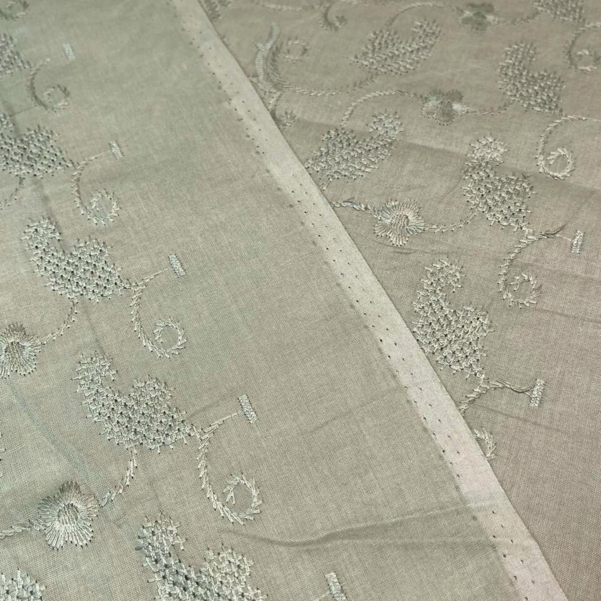 Pastel Border Songket with Mix Cotton Embroidery Combo Set
