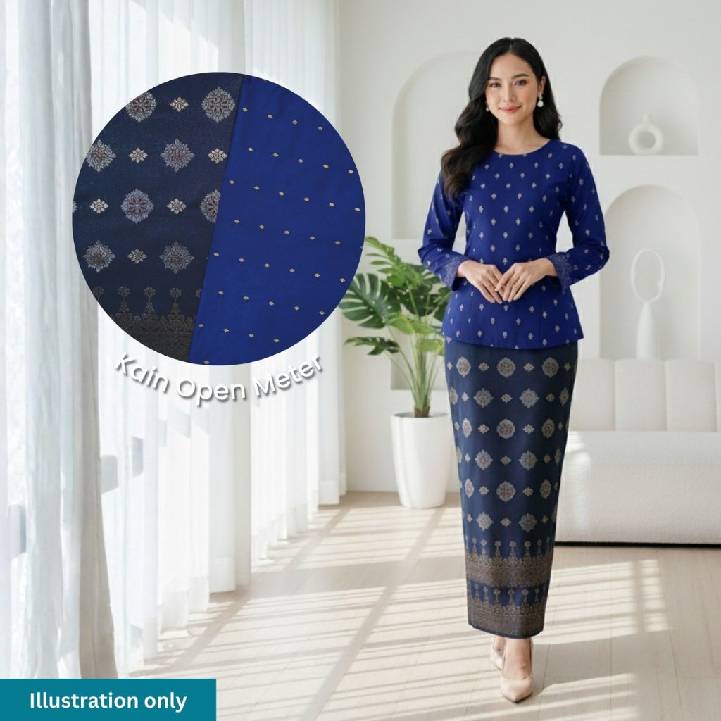 Combo Songket dan Plain Tafetta Butti Gold
