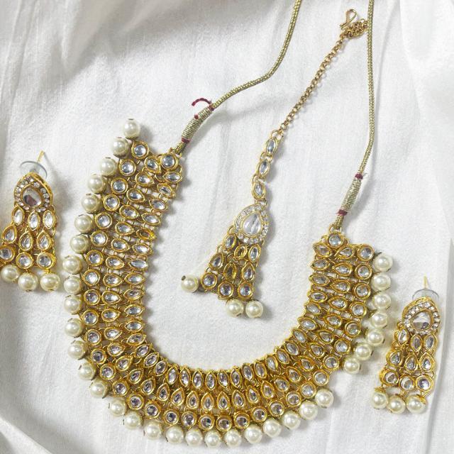 Barang Kemas Set Renda Kalung KAMDAR untuk Pakaian Wanita India untuk Perlawanan Majlis Perayaan Dengan Fesyen Saree Bollywood