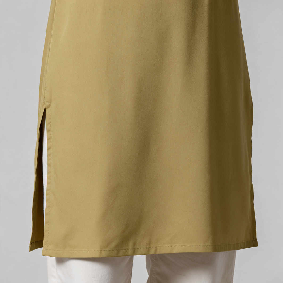 Women's Short Kurti with White Floral Embroidery - Hem