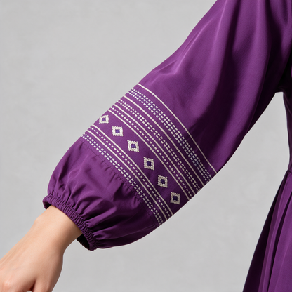Women's Balloon Sleeve Short Kurti with Buti Motifs - Sleeve