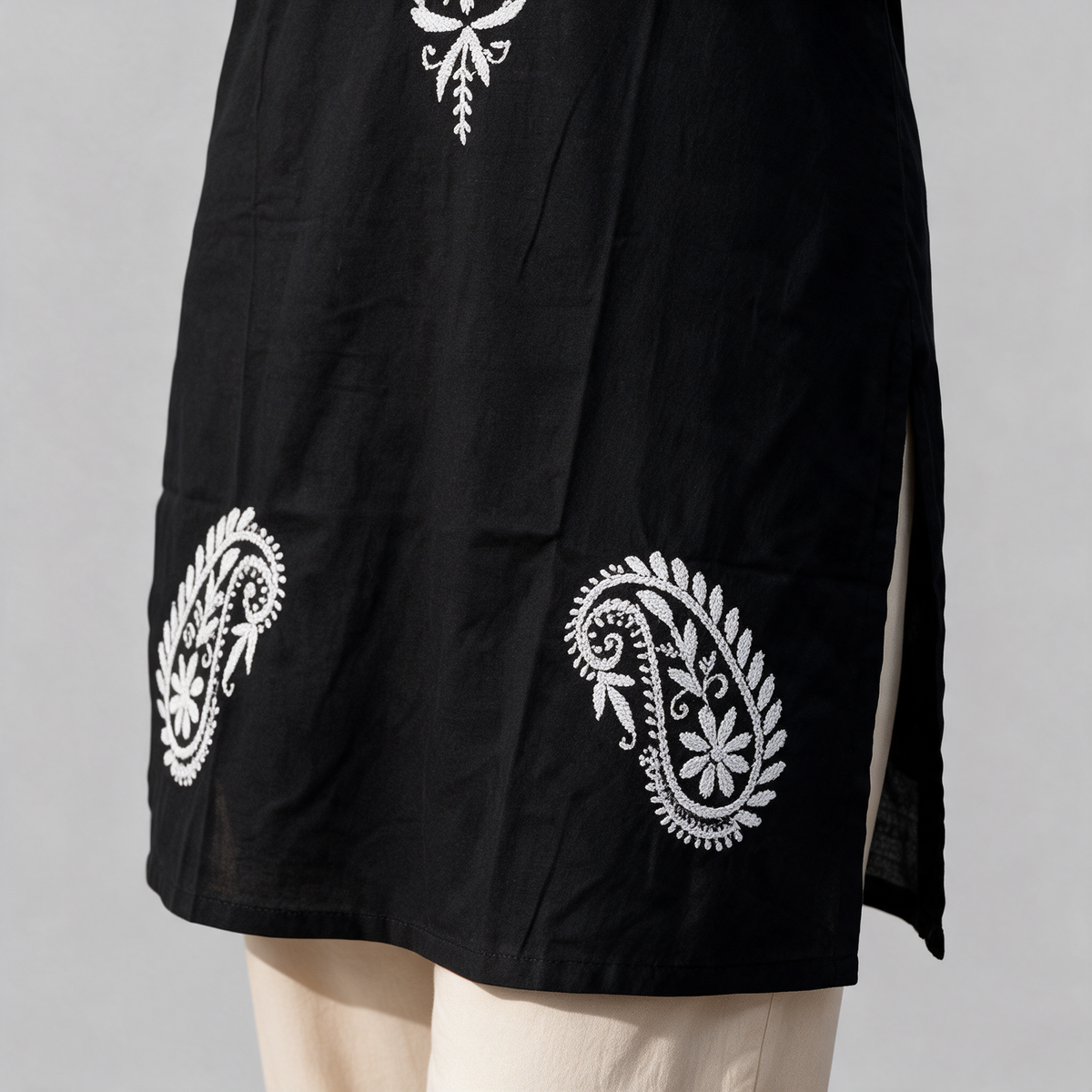 Women's Chikankari Embroidered Short Kurti - Hem