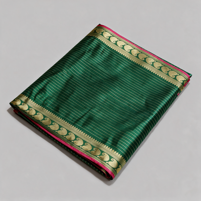 Women's Gold Stripe Anarkali Gown with Dupatta - Dupatta