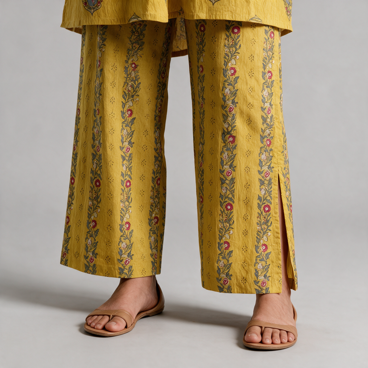 Women's Heritage Print Shirt Collar Kurta Set - Pants