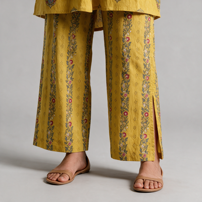 Women's Heritage Print Shirt Collar Kurta Set - Pants