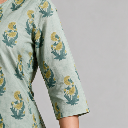 Women's Floral Buta Print Kurta Set - Sleeve