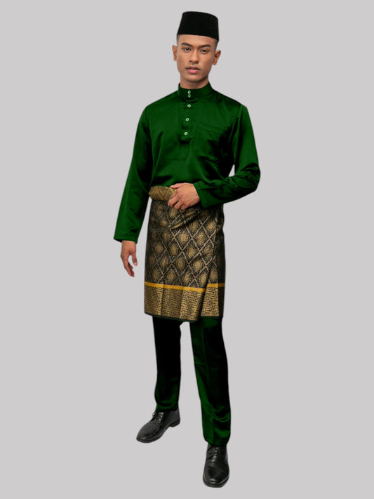 Aryan Cekak Musang Bapa & Anak Moden Fit - Hijau Zamrud Gelap Baju Melayu