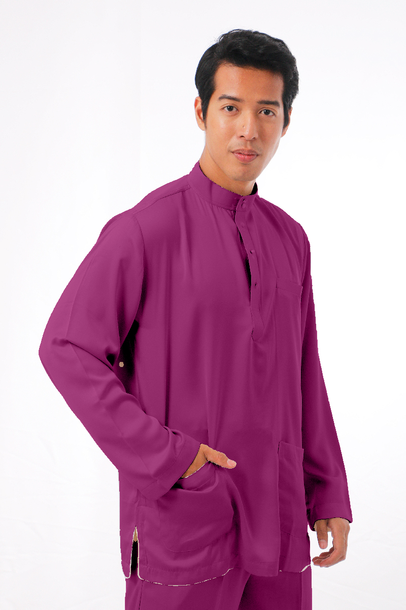 MIKAIL BAJU MELAYU MODEN - MEDIUM VELVET PINK 