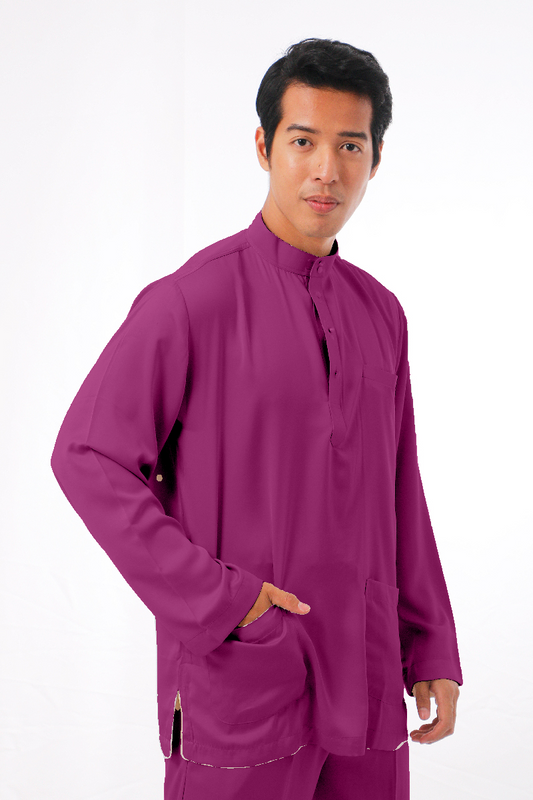 MIKAIL BAJU MELAYU MODEN - MEDIUM VELVET PINK 