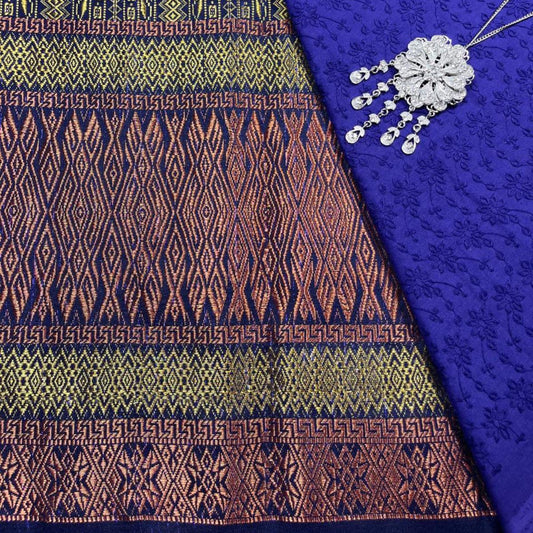Diamond Gold Songket and Mix Cotton Embroidery Combo Set