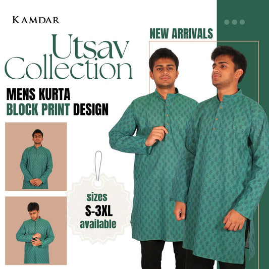 Block Print Men's Kurta