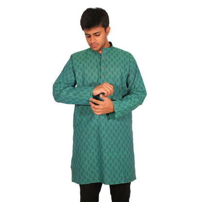 Kamdar Men's Block Print Kurta 100% Cotton Linen S-5XL Plus Size Available Deepavali Festive Shirt Baju Kurta Lelaki Kamdar Block Print 100% Kapas Linen S-5XL Plus Saiz Tersedia Baju Raya Deepavali 