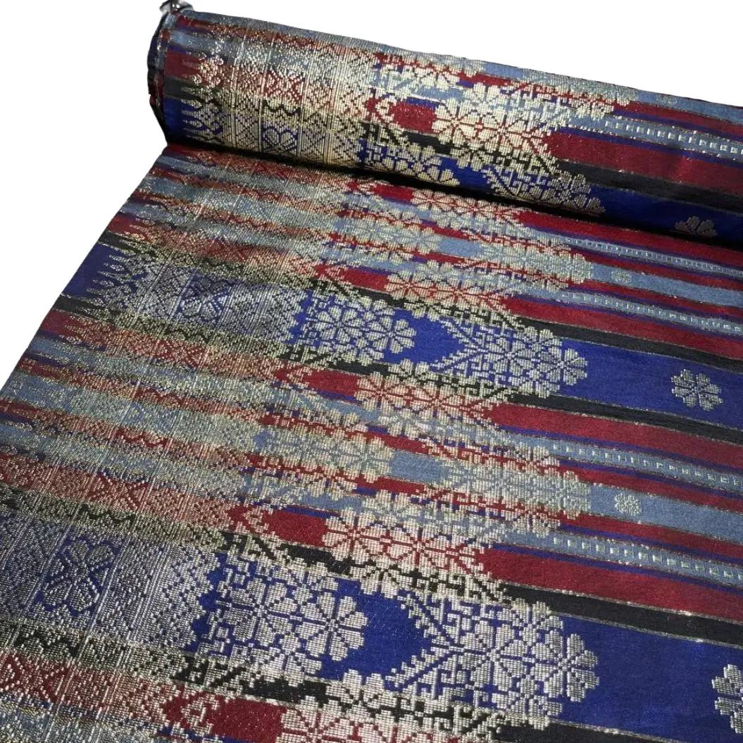 Big Border Stripe Songket with Plain Taffeta Satin Combo Set