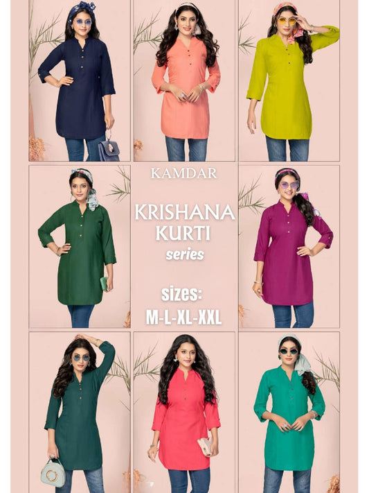 Krishana Heavy Rayon Print with Embroidery Kurti Top