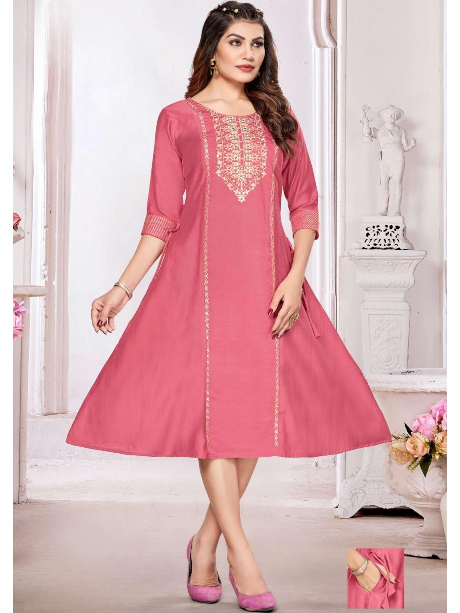 Anita Slub Print with Embroidery Kurti Top
