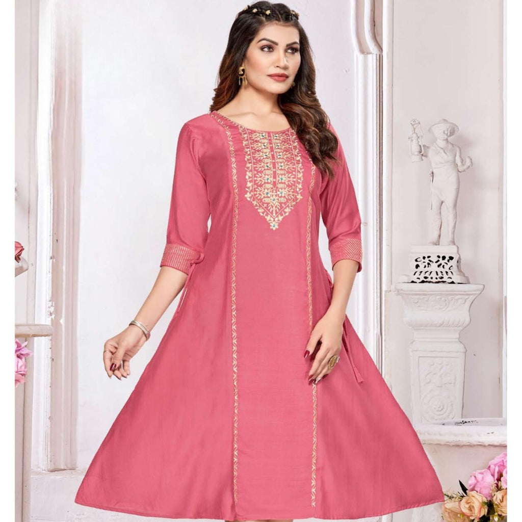 Anita Slub Print with Embroidery Kurti Top