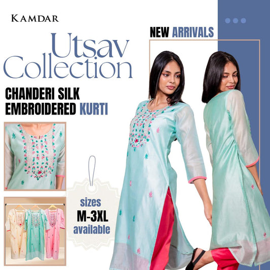 Chanderi Silk Embroidered Kurti