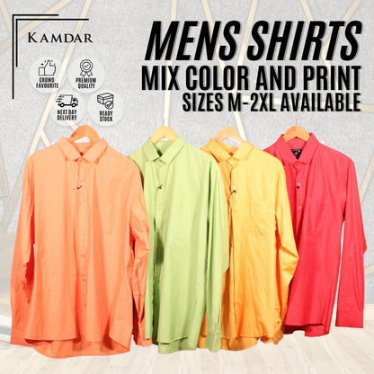 KAMDAR Mens Long Sleeve Stripe Printed Shirt Mix Color Trendy Wear 2024
