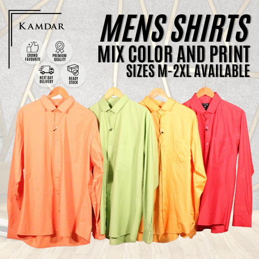 KAMDAR Mens Long Sleeve Stripe Printed Shirt Mix Color Trendy Wear 2024