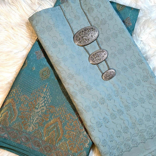 Pastel Eyelet Cotton with Matching Songket Combo Set