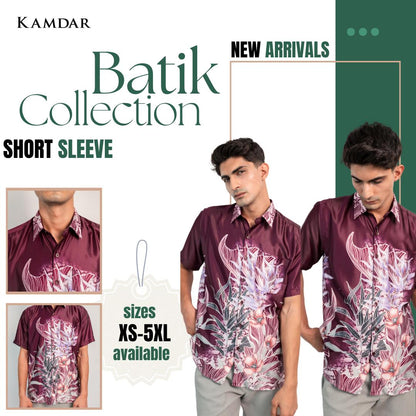 KAMDAR Baju Batik Lelaki Lengan Pendek Cetakan Lelaki Regular Fit