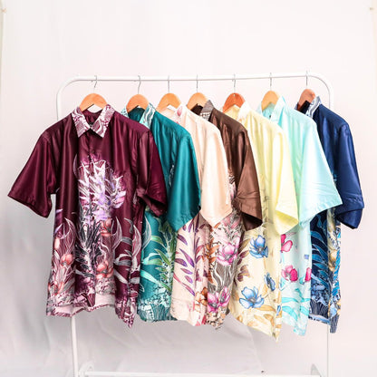 KAMDAR Baju Batik Lelaki Lengan Pendek Cetakan Lelaki Regular Fit