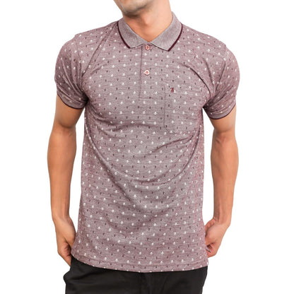 Men Black White Dots Collar T-Shirt