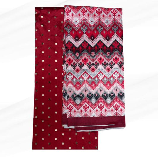 Tafetta Meena Butti and Ikkat Jacquard Combo Set
