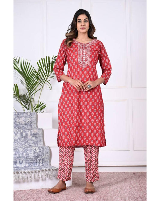 Sarah Cotton Kurti Set with Dupatta