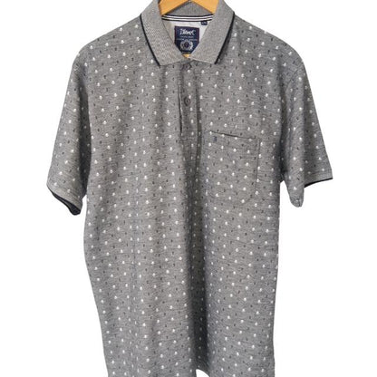 Men Black White Dots Collar T-Shirt