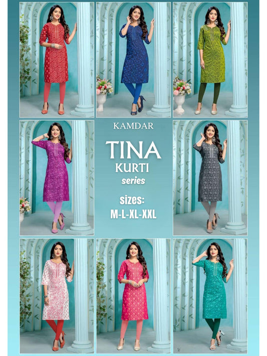 Tina Slub Print with Embroidery Kurti Top