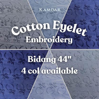 Floral Ring Pure Cotton Embroidery Bidang 44'' Open Meter Cotton Cambric Chikan Moden Raya 2024 Kain Pasang Moden Terbaru 2024 Style Murah Estetik bergaya Raya Tema Raya Baju Kurung Terlaris
