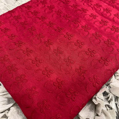 Floral Ring Pure Cotton Embroidery Bidang 44'' Open Meter Cotton Cambric Chikan Moden Raya 2024 Kain Pasang Moden Terbaru 2024 Style Murah Estetik bergaya Raya Tema Raya Baju Kurung Terlaris