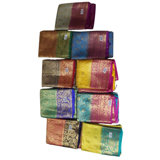 Copper Brocade Saree with Tassel