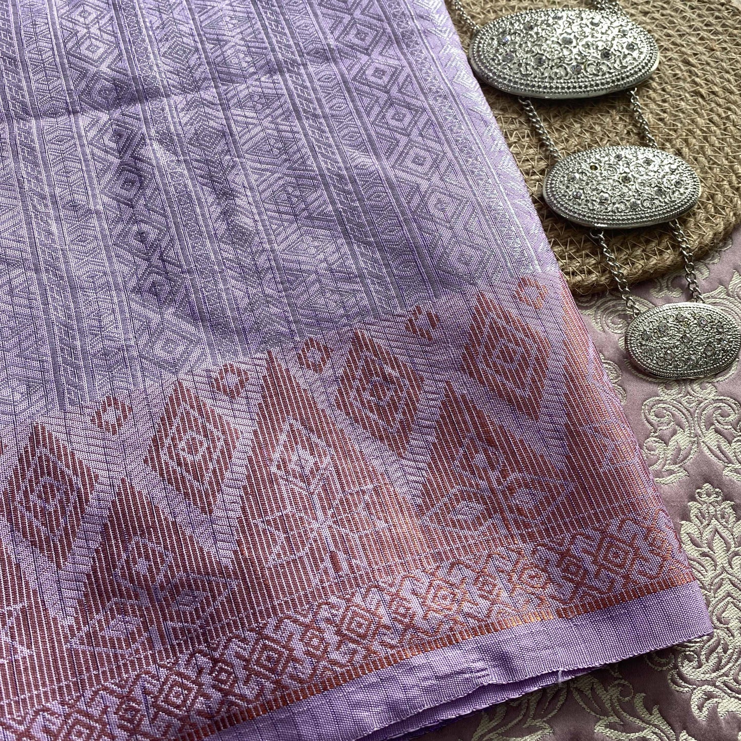 Kain Songket Metallic Geometric Bidang 44" Open Meter 