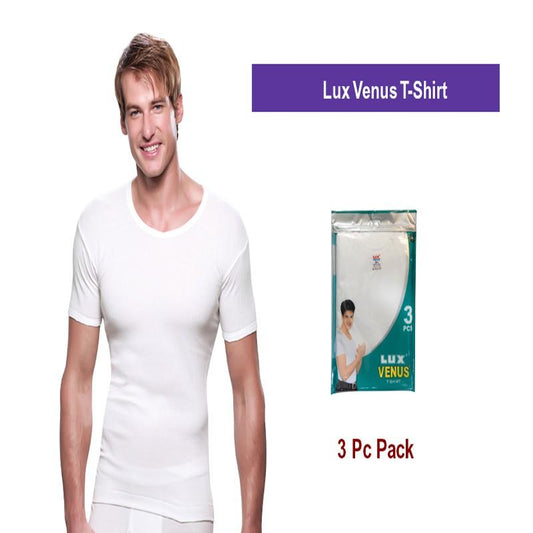 Lux Venus Men Innerwear T-Shirt White 3Pcs/Pack