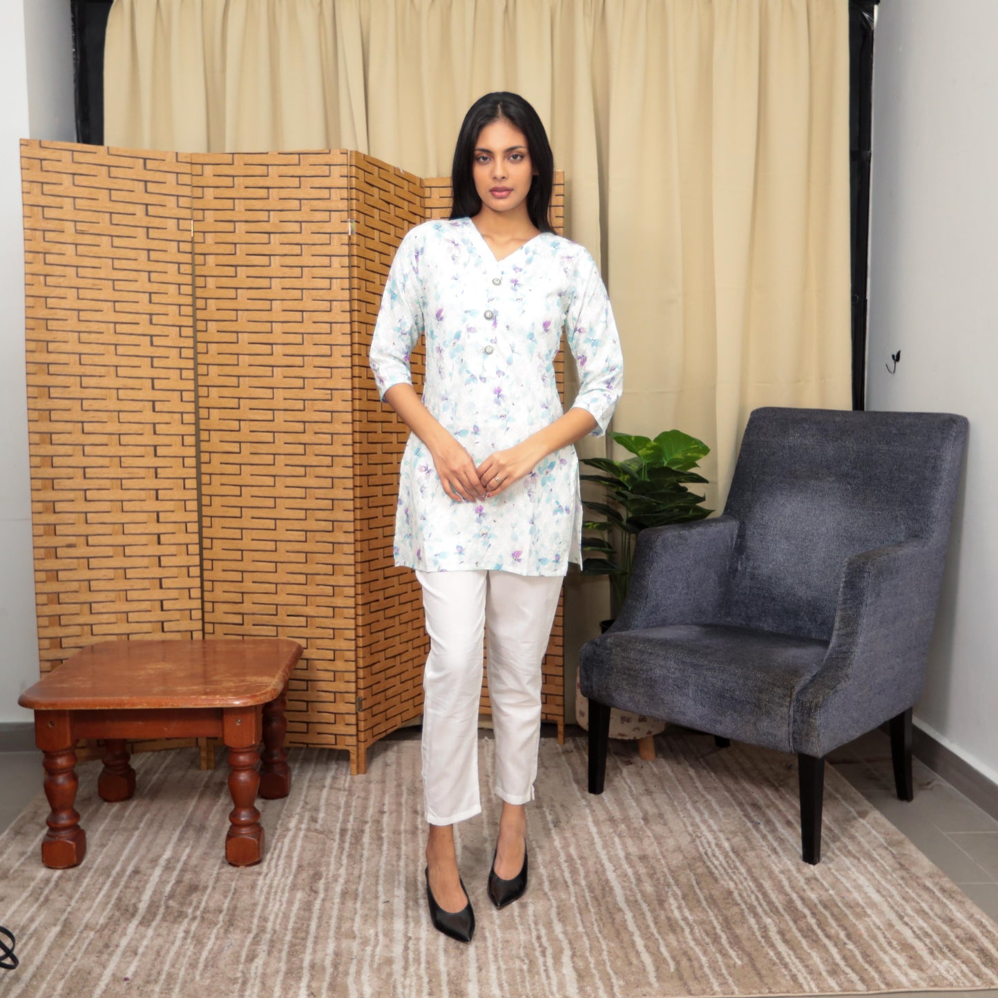 Utsav Cotton Chikan Embroidery Kurti