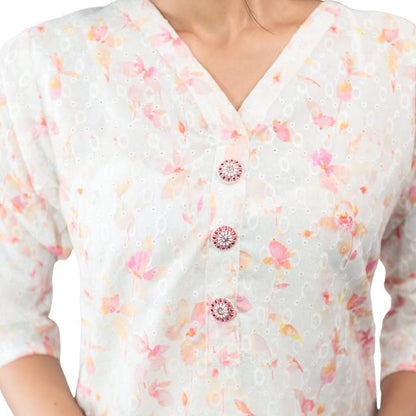 Utsav Cotton Chikan Embroidery Kurti
