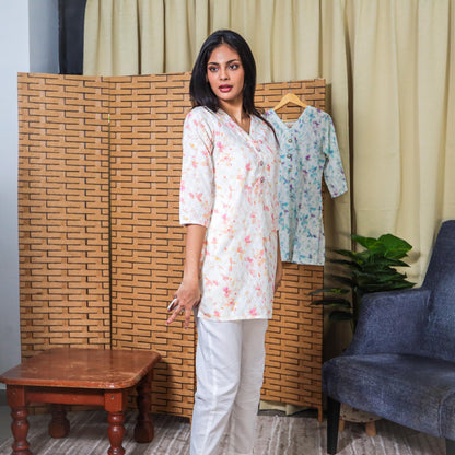 Utsav Cotton Chikan Embroidery Kurti