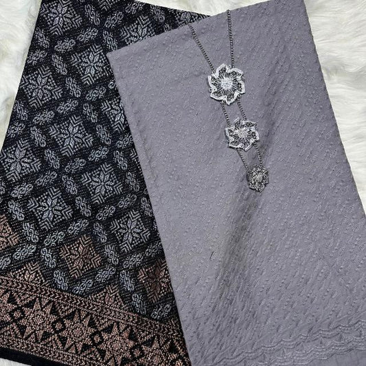 Peti Perak Songket with Mix Cotton Embroidery Combo Set