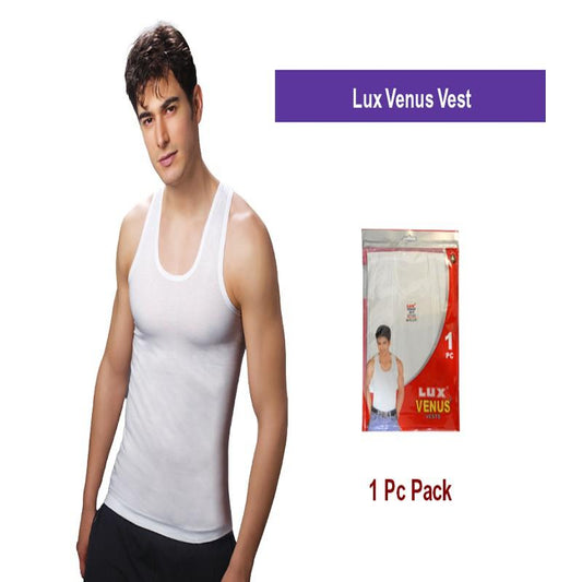 Lux Venus Men Innerwear Vest White 1 Pc/Pack
