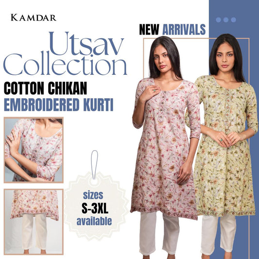 Chikan Cotton Embroidered Kurti