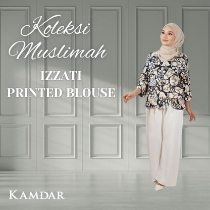 KAMDAR Izzati Printed Blouse FREE SIZE Digital Print 100% COTTON BLOUSE Moden Terbaru 2024 Style Murah Aesthetic stylish Raya Kemeja Perempuan Cotton Casual Floral Baju Wanita Muslimah 