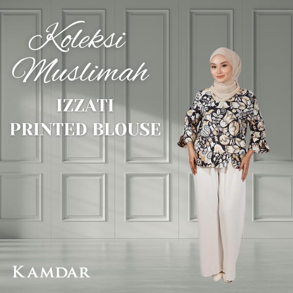KAMDAR Izzati Printed Blouse FREE SIZE Digital Print 100% COTTON BLOUSE Moden Terbaru 2024 Style Murah Aesthetic stylish Raya Kemeja Perempuan Cotton Casual Floral Baju Wanita Muslimah 