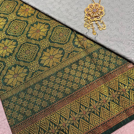 Diamond Flower Songket with Mix Cotton Embroidery Combo Set