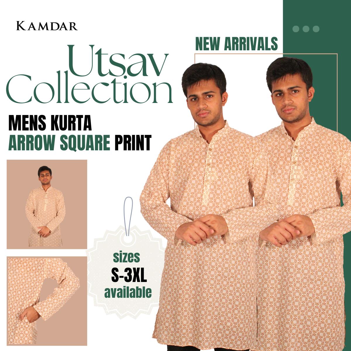 Arrow Square Print Men's Kurta
