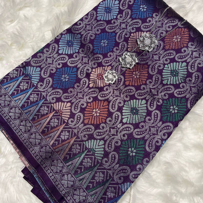 Teratai Perak Metallic Songket 44"
