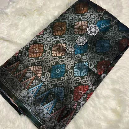 Teratai Perak Metallic Songket 44"